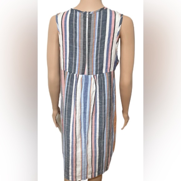 THML Dress M Striped Embroidered Boho Cotton Sleeveless Lined - Picture 3 of 9
